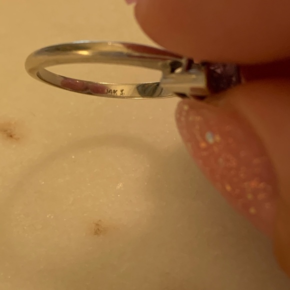 14 k white gold ring with genuine Amethyst - Picture 5 of 8